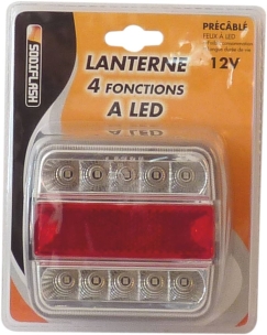 Feu arrière carré LED 12V 4 fonctions cabochon transparent - lot de 50 pcs