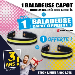 Lot de 2 baladeuses "capot" LED souple 1000 lumens avec support magnétique réf.82368 dont 1 offerte