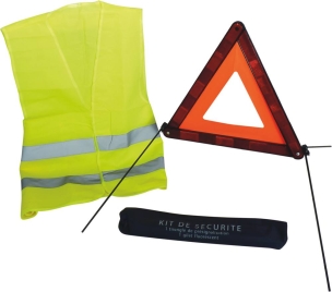 Kit de sécurité gilet jaune/triangle - trousse zippé - lot de 20 kits
