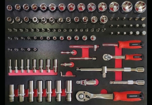 Servante d'atelier 8 tiroirs composée de 249 outils - modules finition métal