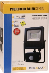Projecteur LED extra plat 230V 20W avec détecteur radar