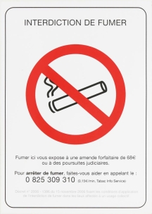 Panneau interdiction de fumer adhésif 150x210mm