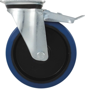 Roulette zinguée jante nylon pivotante avec frein 100mm 130kg