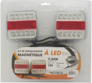 Kit de signalisation arrière LED 12V 7,5m magnétique - blister