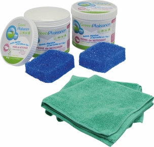 Pierre de nettoyage universelle avec microfibre - lot de 2 pots de 550g avec éponge