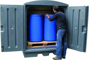 Conteneur de rétention pour stockage extérieur pour 2 fûts