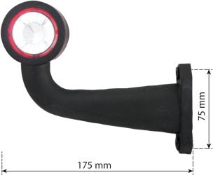 Feu de gabarit LED 12/24V côté gauche rouge/blanc déporté coudé 175mm