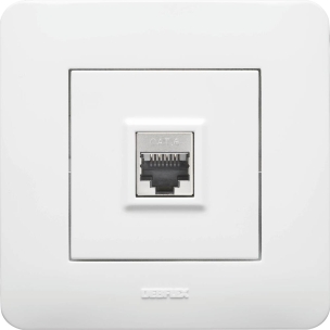 Prise RJ45 encastrée blanc brillant