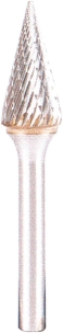 Fraise métallique conique à bout pointu sur tige 6mm