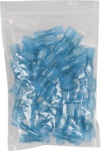Cosse plate femelle 100% isolée thermorétractable bleue 6,3x0,8mm - lot de 50 pcs