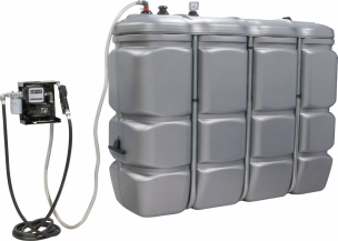 Cuve de stockage fuel PEHD double paroi 2000L avec station murale de transfert gasoil 230V