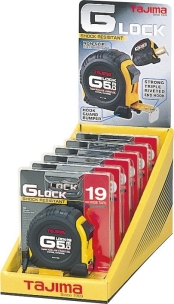 Mètre mesure à ruban autoblocant 5m 19mm graduation recto/verso boîtier gainé élastomère - présentoir de 6 blisters