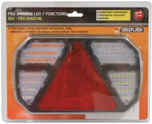 Feu arrière rectangle LED 12V 7 fonctions 245x150mm - lot droit et gauche