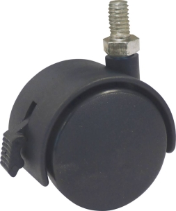 Roulette zinguée pivotante double galet avec frein 50mm tige M8x15mm pour fauteuil