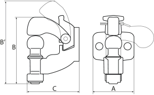 Crochet mixte d'attelage 3,5T 2 trous 17mm entraxe 90mm Crochet mixte d'attelage 3,5T 2 trous 17mm entraxe 90mm