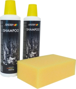 Shampoing pour véhicules motorisés - kit 2 flacons de 500ml avec éponge
