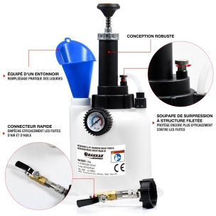 Vidangeur de circuit de frein 3L avec bouteille de récupération