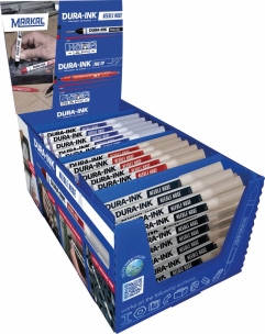 Présentoir de 96 feutres permanents DURA-INK® Needle Nose 5 - mix noir, rouge et bleu