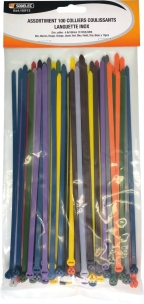 Collier nylon multicolore 4,8x186mm - 100 lots de 100 pcs