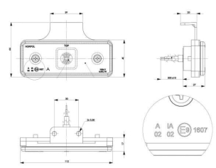 Feu de position LED 12/24V blanc sur languette