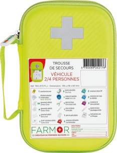 Trousse de secours "véhicules" 2/4 personnes - présentoir de 10 pcs