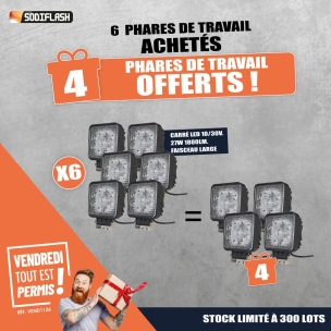 OPE VTEP - Lot de 10 phares de travail carré LED 10/30V 27W 1800 lumens réf.17073 dont 4 offerts