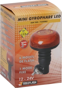 Mini-gyrophare LED flash 12/24V sur tige flexible