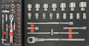 Servante d'atelier XXL 7 tiroirs composée de 170 outils PL - modules finition carbone