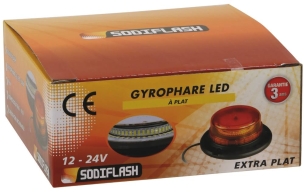 Gyrophare LED extra plat 12/24V double flash fixation à plat