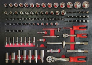 Servante d'atelier 7 tiroirs composée de 176 outils - modules mousses
