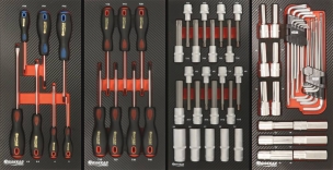 Servante d'atelier XXL 7 tiroirs composée de 170 outils PL - modules finition carbone