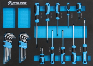 Servante d'atelier 5 tiroirs composée de 130 outils - modules mousses