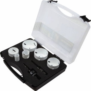 Scie trépan bi-métal 8% cobalt de 22 à 76mm- spécial électricien - coffret de 8 pièces