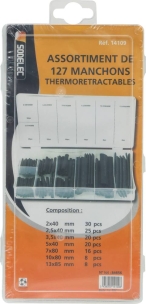 Gaine thermorétractable 2:1 noire - Présentoir de 6 coffrets de 127 pcs