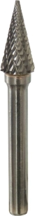 Fraise métallique conique à bout pointu sur tige Ø 6mm