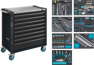 Servante d'atelier 8 tiroirs composée de 243 outils - modules mousse