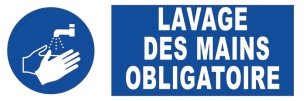 Panneau lavage des mains obligatoire adhésif 300x100mm