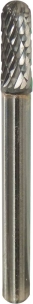 Fraise métallique cylindrique à bout arrondi sur tige 6mm