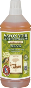 Savon noir liquide à l'huile de lin parfum amande - lot de 12 bouteilles de 1L