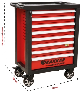 Servante d'atelier 8 tiroirs avec plan de travail en ABS 770x465x970mm