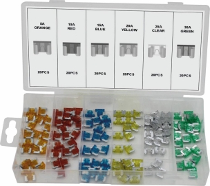 Micro fusible enfichable assortiment - présentoir de 6 coffrets de 120 pcs