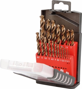 Coffret PVC de 19 forets métaux HSS 5% cobalt Ø1 à 10mm par 0,5mm