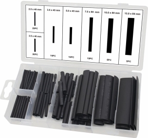 Gaine thermorétractable noir - Présentoir de 6 coffrets de 100 pcs
