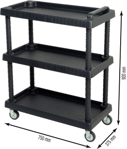 Servante d'atelier plastique/résine 3 plateaux 750x375x920mm