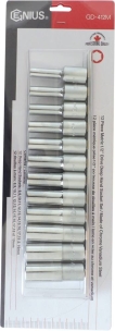 Douilles longues 1/2" de 8 à 19mm - blister avec rack métallique de 12 pcs
