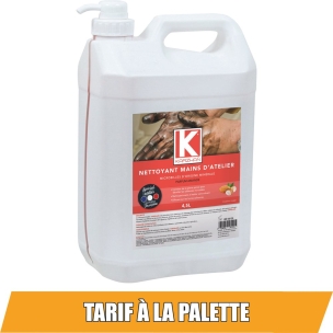 Nettoyant mains d'atelier rouge parfum amande - bidon de 4,5L avec pompe