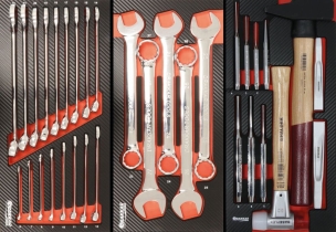 Servante d'atelier 7 tiroirs composée de 190 outils - modules carbone
