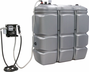 Cuve de stockage fuel PEHD 1500L DP avec armoire intégrée pour station à gasoil 230V 50 l/min