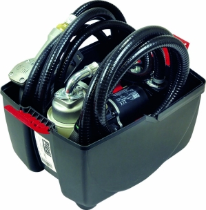 Pompe à gasoil 12V 50 l/min avec tuyau d'aspiration et refoulement - kit en box PVC