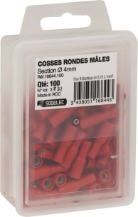 Cosse ronde femelle isolée rouge M4 - lot de 100 pcs